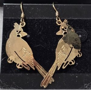 Wild Bryde 24k Plated Cardinal Red Bird Earrings Christmas Holiday